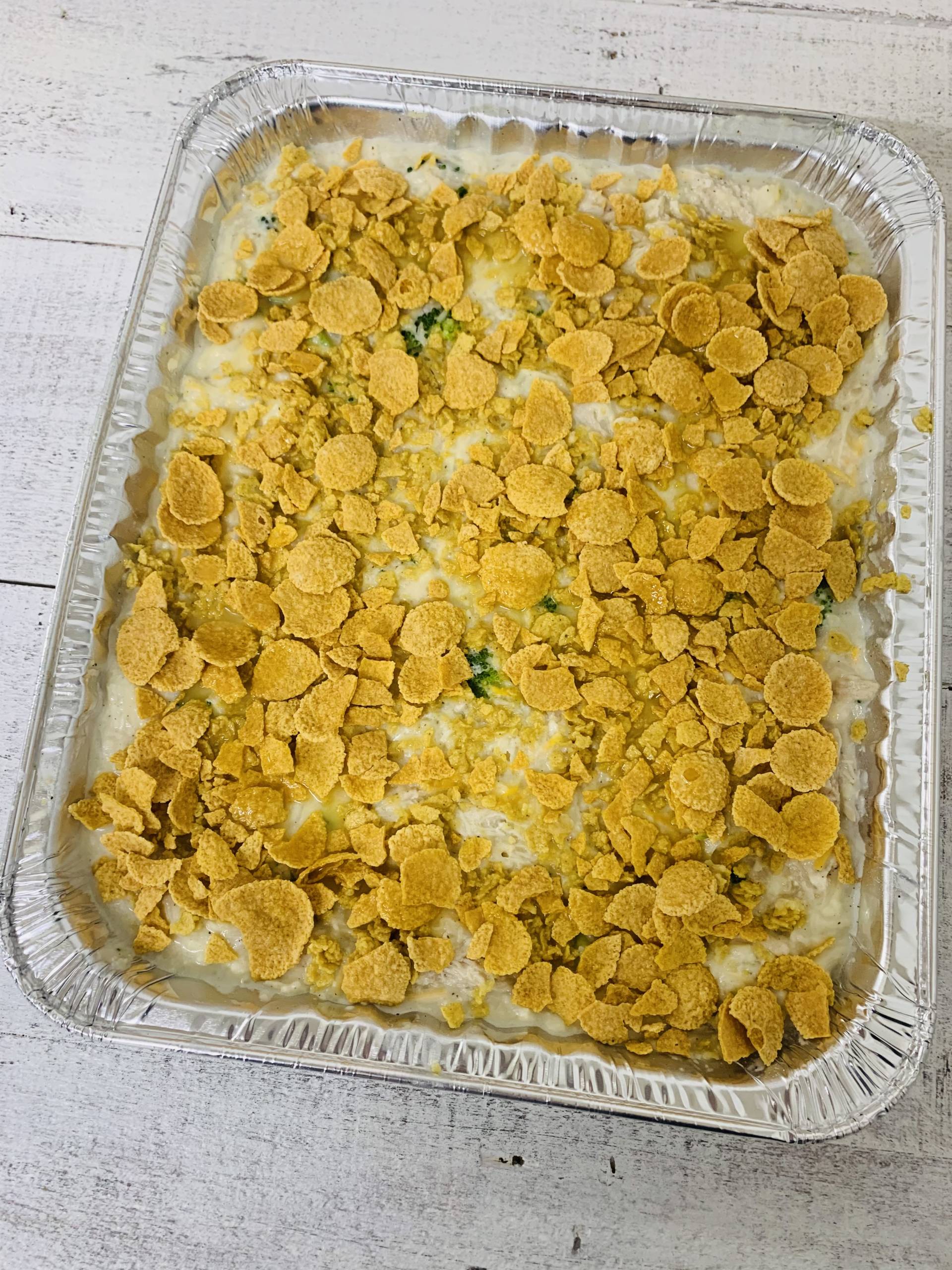 Cheesy Chicken & Broccoli Rice Casserole (Feeds 6-8)