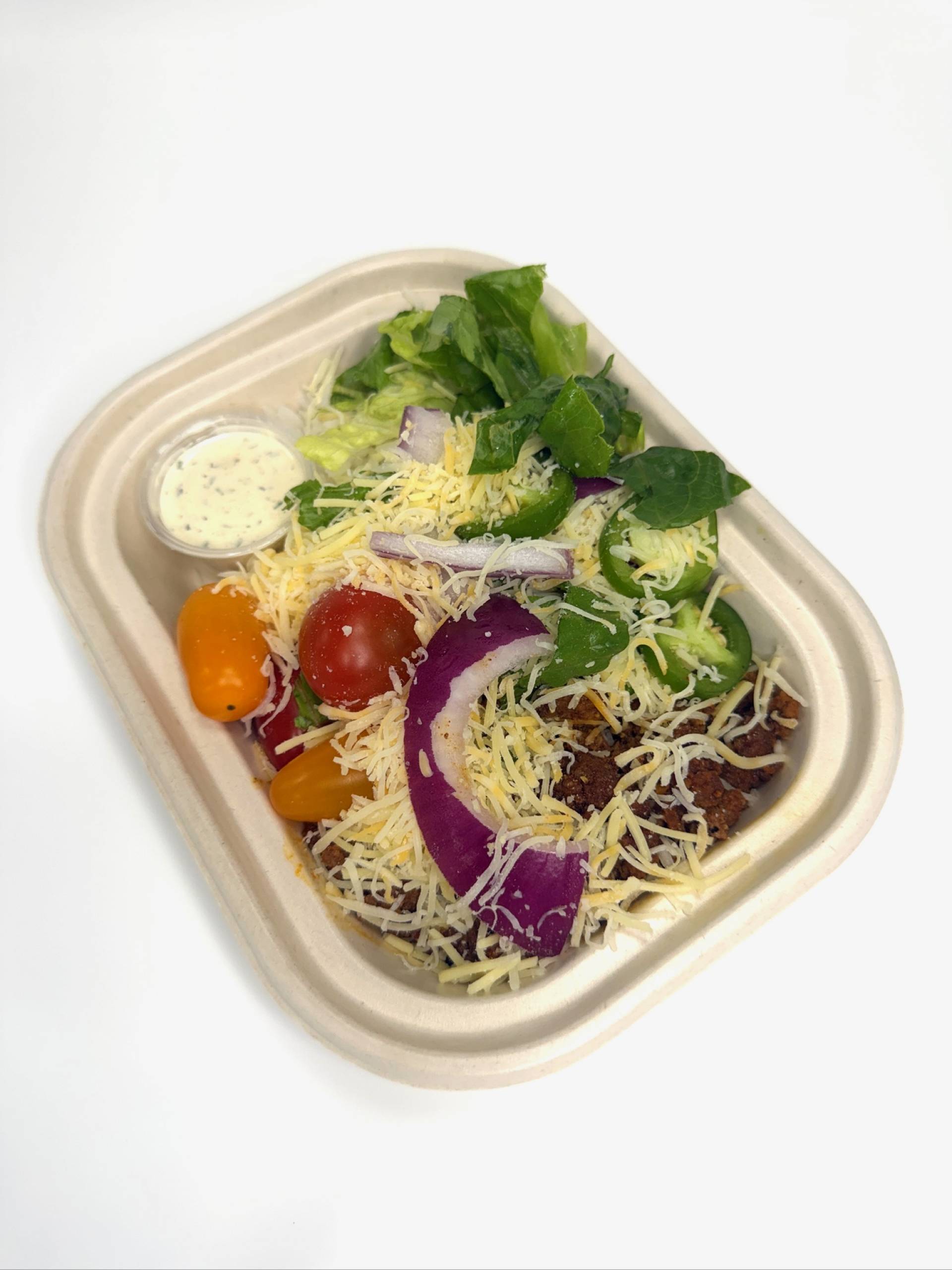 *BBQ Burger Bowl with ranch