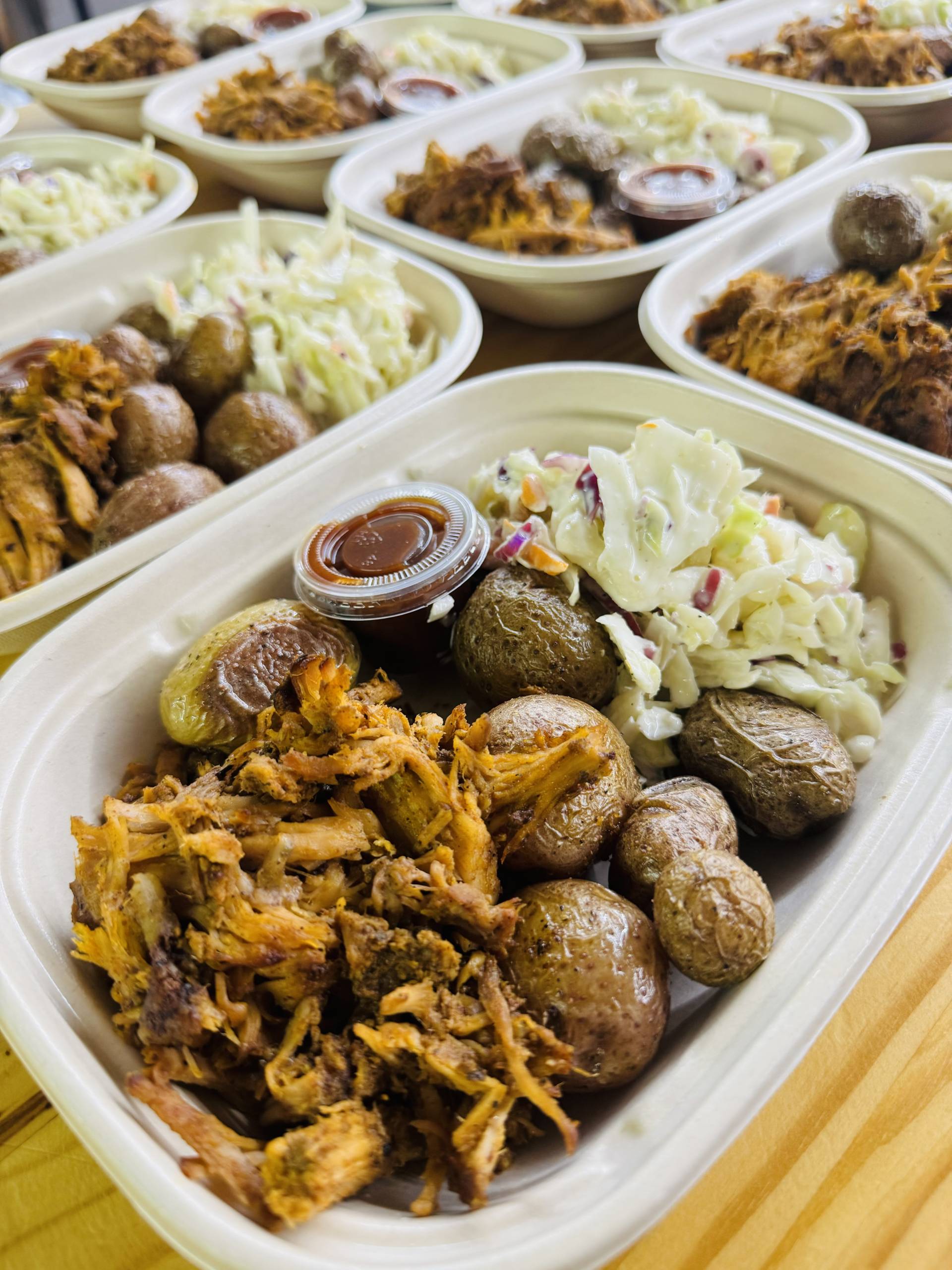 *Southern Pulled Pork, Roasted Red Potatoes and Coleslaw