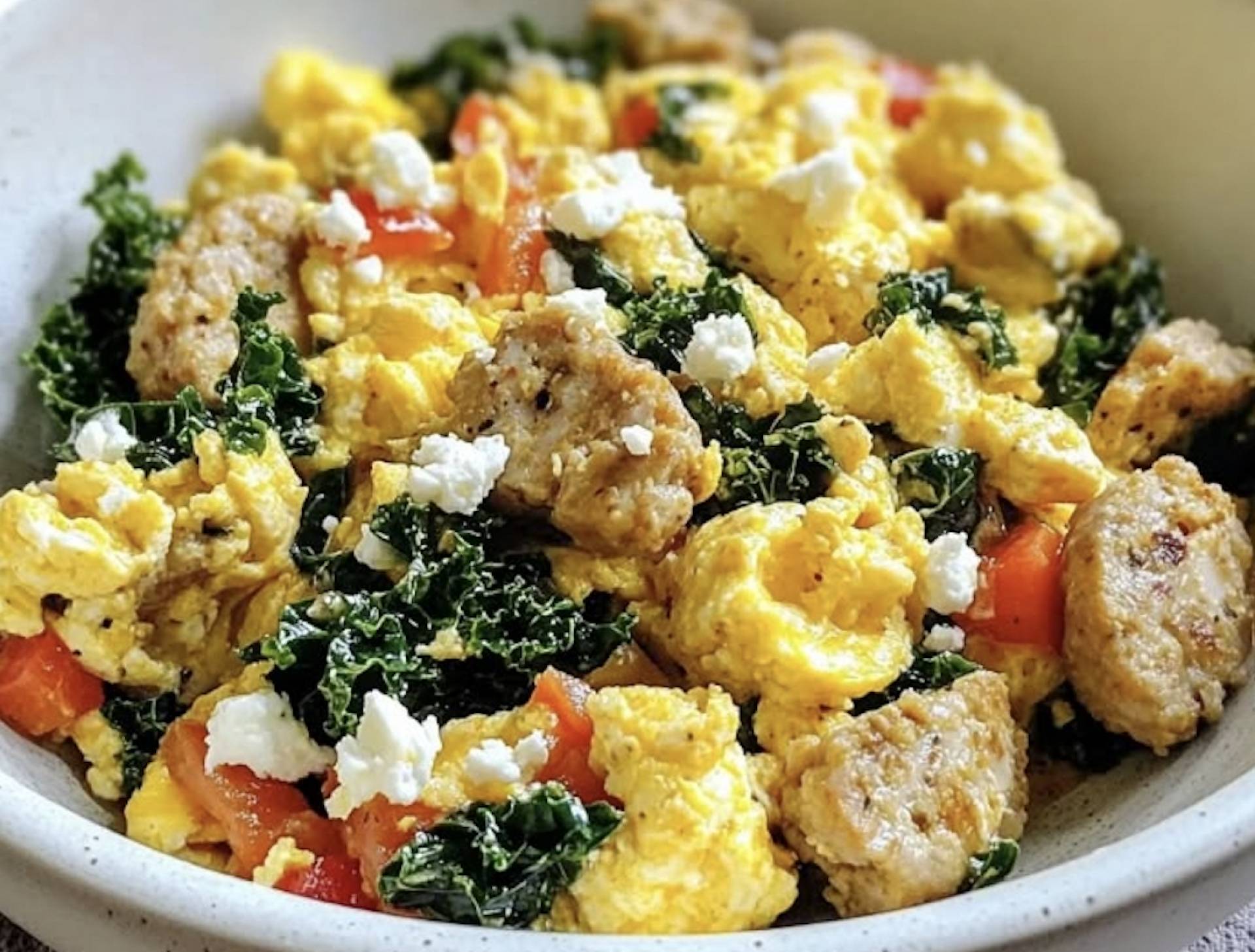 *Chicken Sausage and Kale Breakfast Scramble